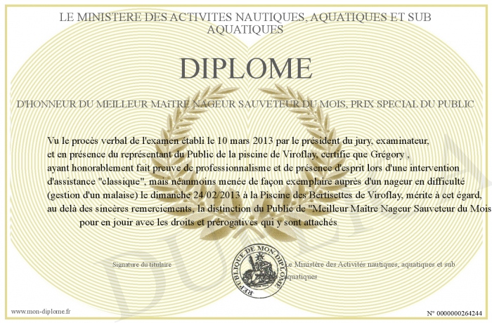 diplome maitre nageur